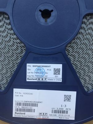SWPA4018S680MT 68μH Επαγωγέας Ισχύος 4x4.8mm 3.2A Ρεύμα Κορεσμού 90mΩ DCR, -40°C~+125°C Πυρήνας από Κράμα Μετάλλου