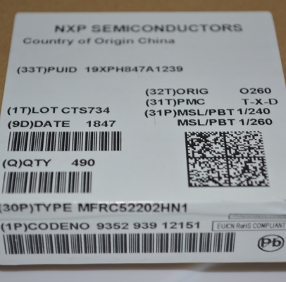MFRC52202HN1 13.56MHz RFID/NFC Reader IC με υποστήριξη ISO 14443A/MIFARE SPI/I2C/UART Interfaces, εμβέλεια 10cm, Low Power Mode Anti-Collision και συμπαγές πακέτο HVQFN32 για ασφαλή συστήματα πρόσβασης