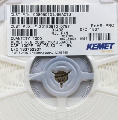 C0805C101J5GACTU 100pF 50V C0G/NP0 0805 Κεραμικός Πυκνωτής ±5% Ανοχή Υψηλή Σταθερότητα Συχνότητας Εξαιρετικά Χαμηλό ESR Υψηλή Τιμή Q και Συσκευασία Tape and Reel για Κυκλώματα Ακριβείας