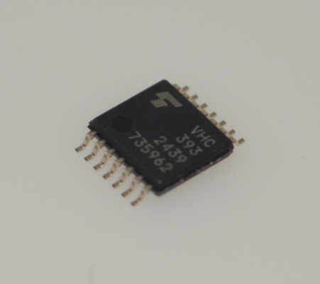 74VHC393FT Διπλός δυαδικός μετρητής 4-bit με λειτουργία 2-5.5V Ασύγχρονη επαναφορά Είσοδοι ανεκτικές στα 5.5V Οδήγηση εξόδου 8mA Υψηλή ανοσία θορύβου και πακέτο TSSOP-14