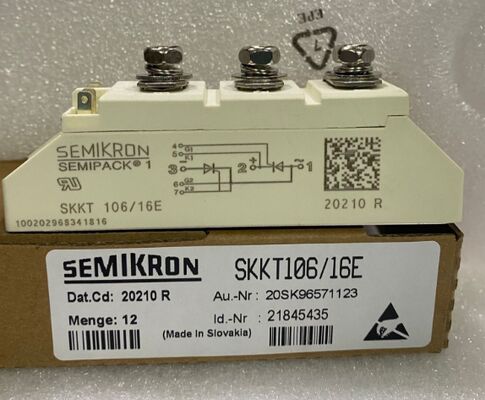 SKKT106/16E 1600V 106A Μονάδα Διπλού Θυριστόρ Χαμηλής VF 1.35V 2.4kA Υπέρταση Κεραμική Βάση AlN Επαφές Πίεσης SEMIPACK1 Απομονωμένη Πιστοποίηση UL για Soft Starters και Drives