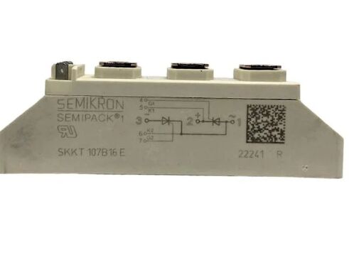 SKKT107B16E 1600V 107A Διπλή Μονάδα Θυρίστορα Χαμηλής VF 1.35V 2.4kA Υπέρτασης Κεραμική Βάση AlN Επαφές Πίεσης SEMIPACK1 Απομονωμένη Πιστοποίηση UL για Soft Starters και Drives